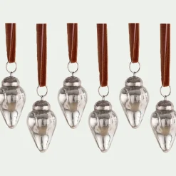 Lot de 6 suspensions goutte en verre H4cm - argenté