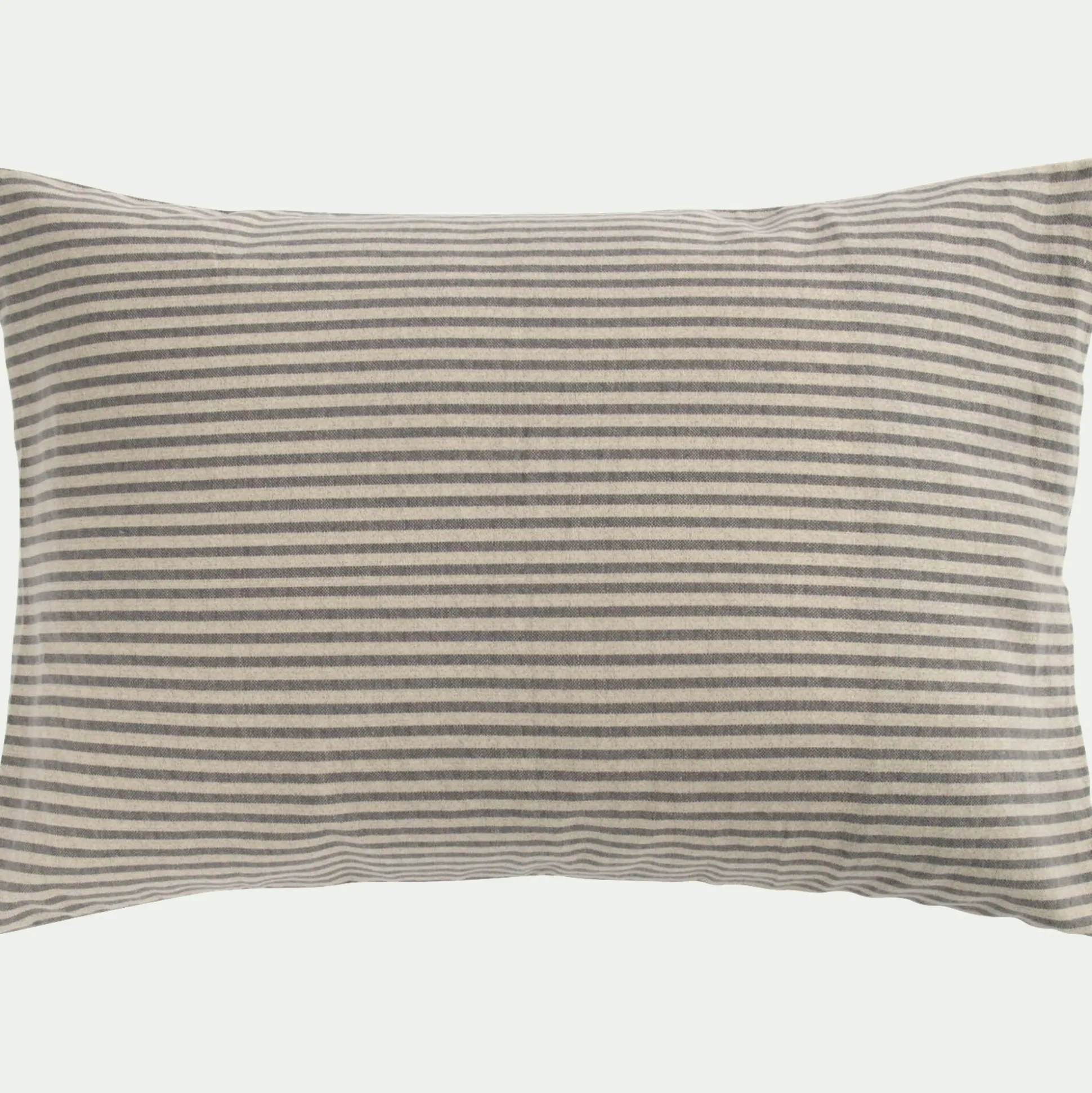 Lot de 2 taies d'oreiller à rayures en flanelle de coton 50x70cm - gris