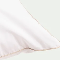 Lot de 2 taies d'oreiller en percale de coton 50x70cml avec liseré tressé beige alpilles - blanc