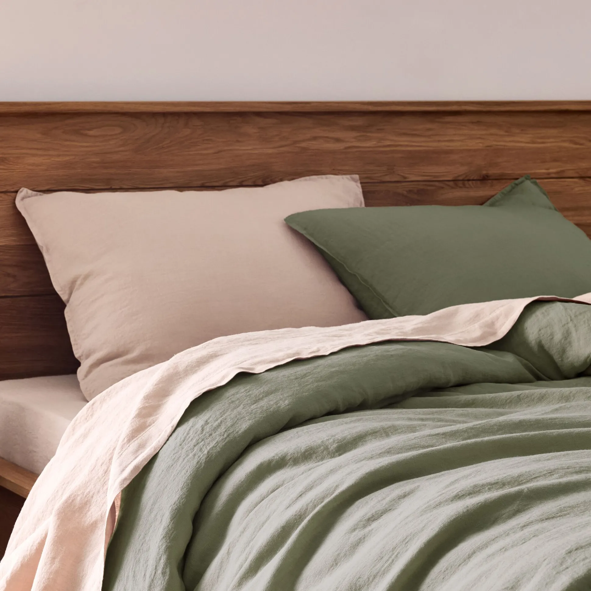 Lot de 2 taies d'oreiller en lin lavé - beige 50x70cm