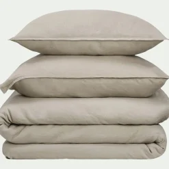 Lot de 2 taies d'oreiller en lin lavé - beige 50x70cm