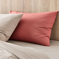 Lot de 2 taies d'oreiller en coton - rouge ricin 50x70cm