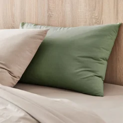 Lot de 2 taies d'oreiller en coton - vert cèdre 50x70cm