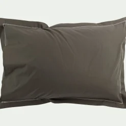 Lot de 2 taies d'oreiller en percale de coton 50x70cm - vert cèdre