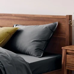 Lot de 2 taies d'oreiller en percale de coton - gris ardoise 50x70cm