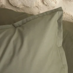 Lot de 2 taies d'oreiller en percale de coton - vert cèdre 50x70cm
