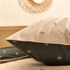 Lot de 2 taies d'oreiller en coton 65x65cm avec motif - vert