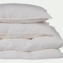 Lot de 2 taies d'oreiller en lin lavé - blanc capelan 50x70cm