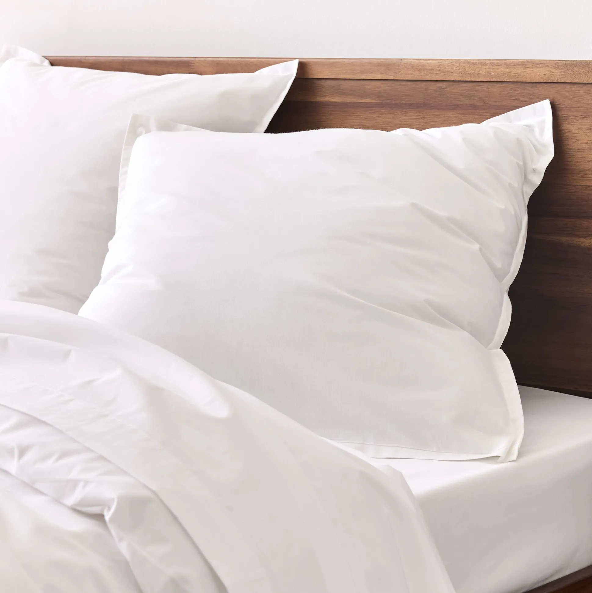 Lot de 2 taies d'oreiller en percale de coton - blanc 65x65cm