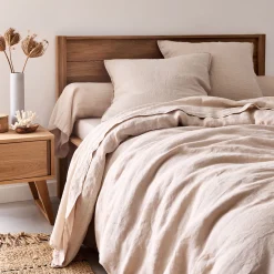 Lot de 2 taies d'oreiller en lin lavé - beige 65x65cm