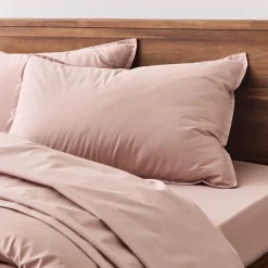 Lot de 2 taies d'oreiller en percale de coton - rose salina 50x70cm