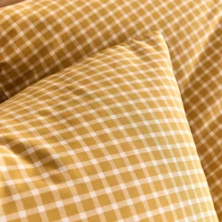 Lot de 2 taies d'oreiller en coton motif carreaux 63x63cm - jaune