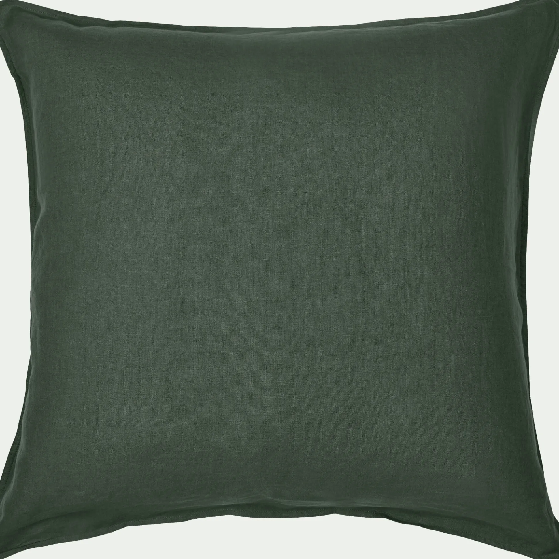 Lot de 2 taies d'oreiller en lin lavé - vert cèdre 65x65cm