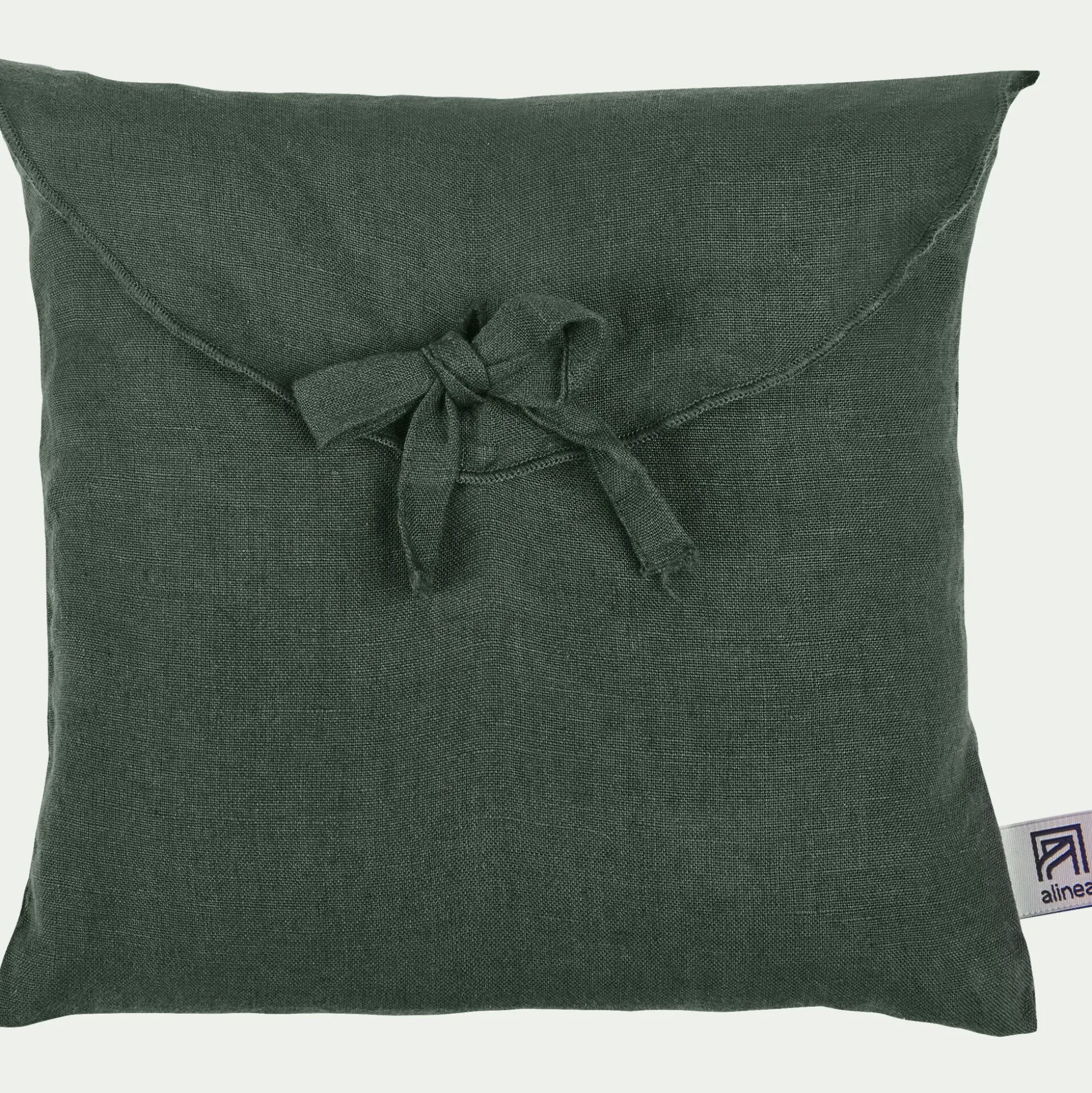 Lot de 2 taies d'oreiller en lin lavé - vert cèdre 65x65cm