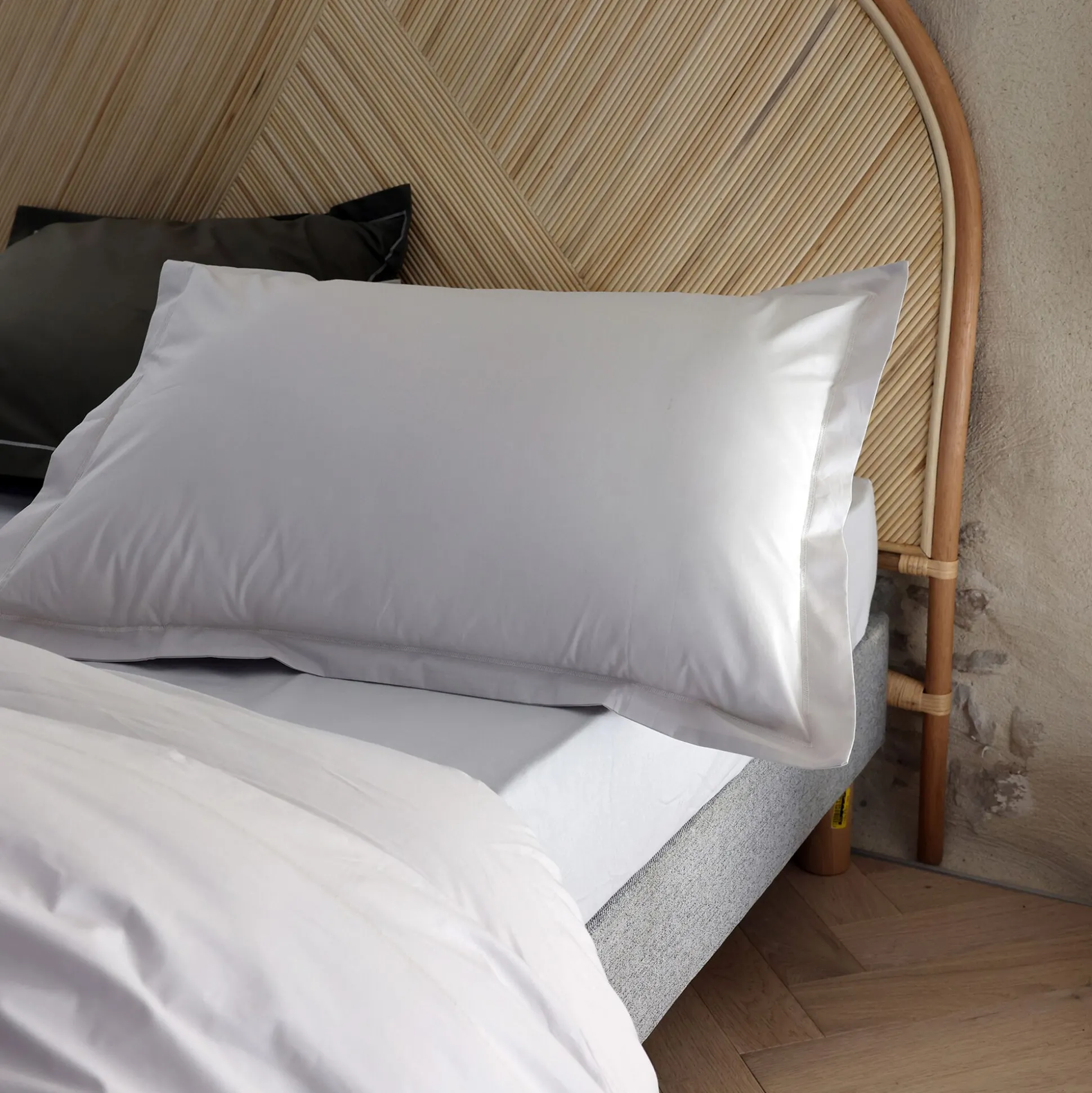 Lot de 2 taies d'oreiller en percale de coton 50x70cm - gris perle