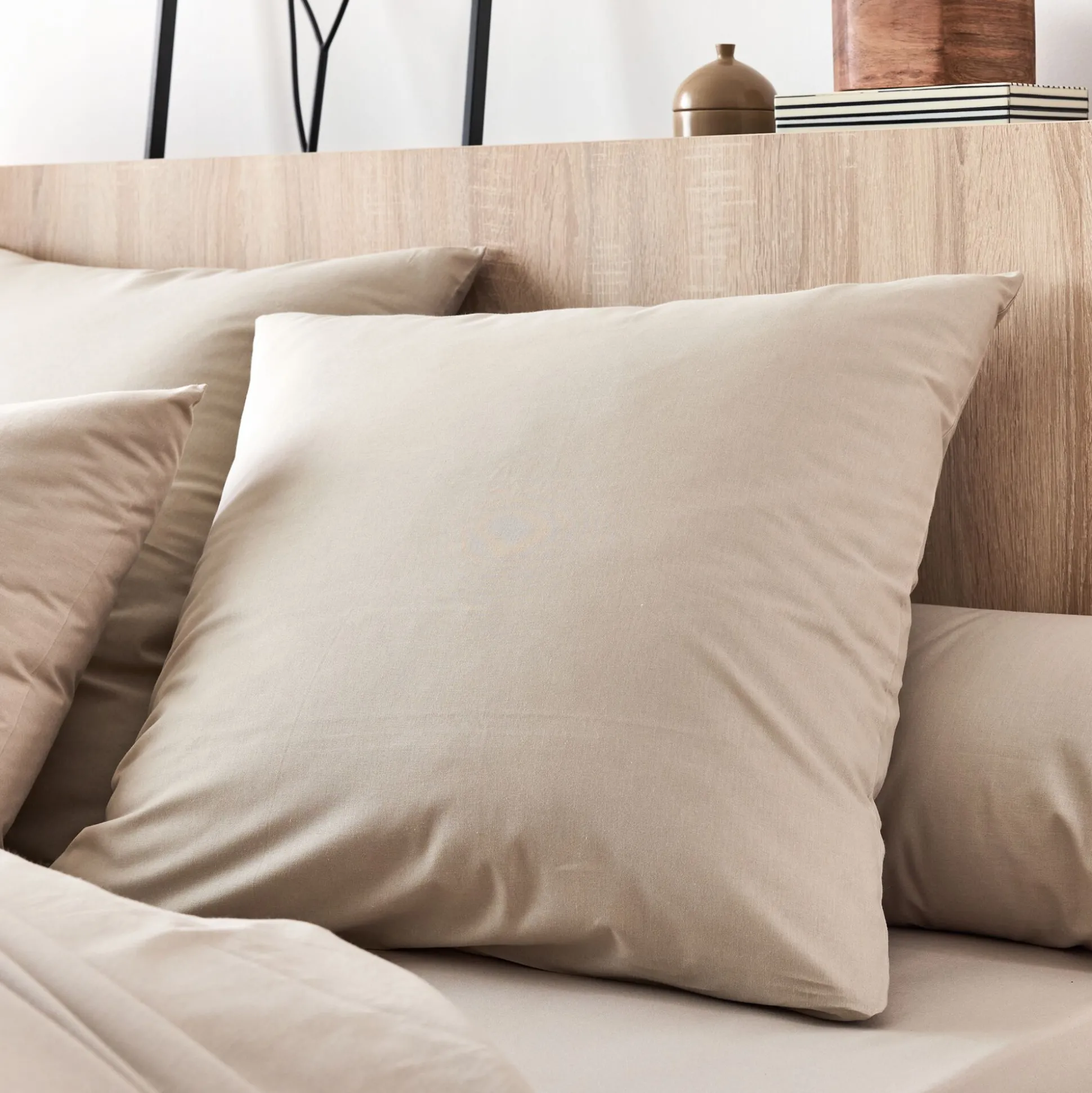 Lot de 2 taies d'oreiller en coton - beige alpilles 65x65cm