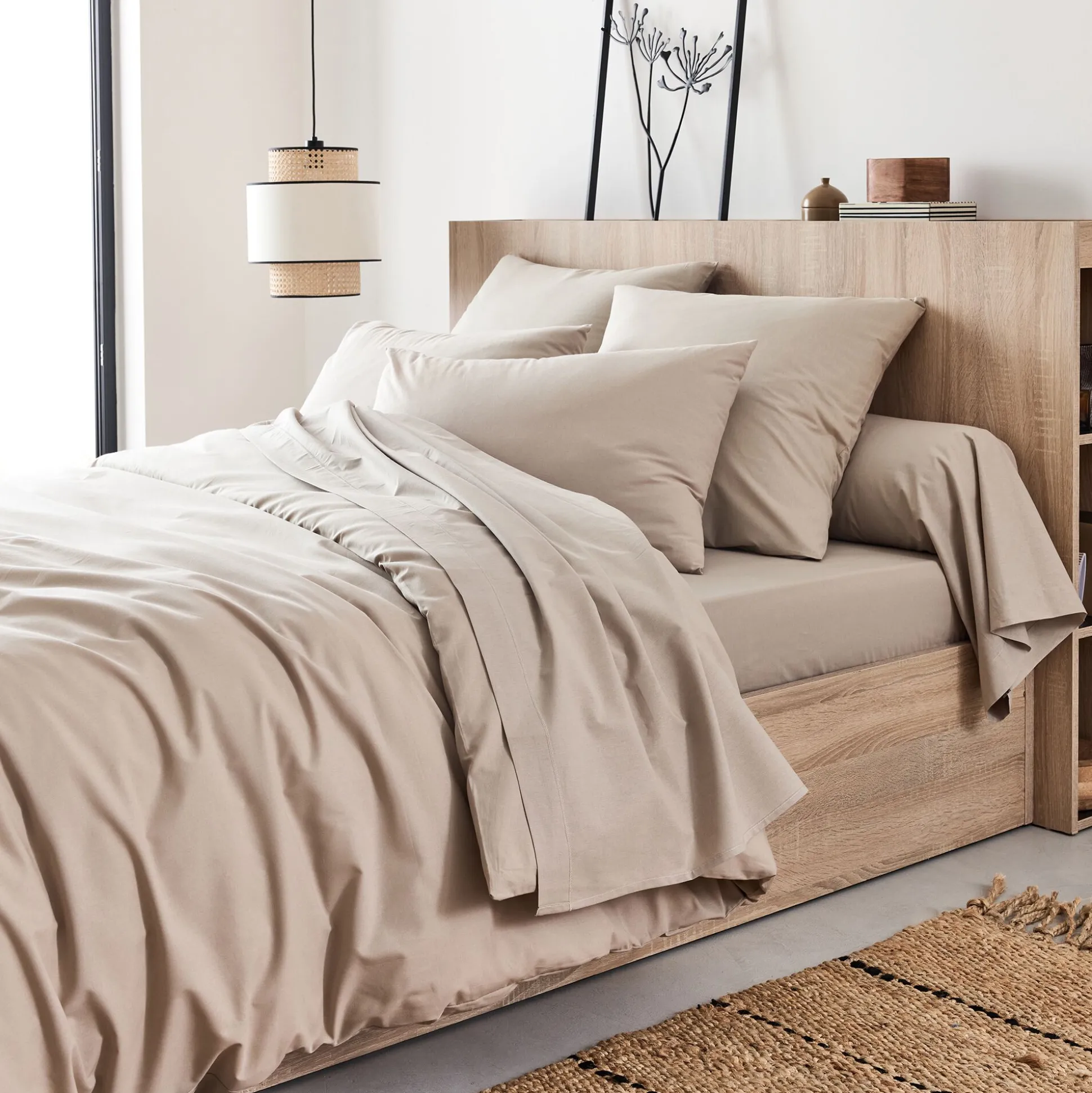 Lot de 2 taies d'oreiller en coton - beige alpilles 65x65cm