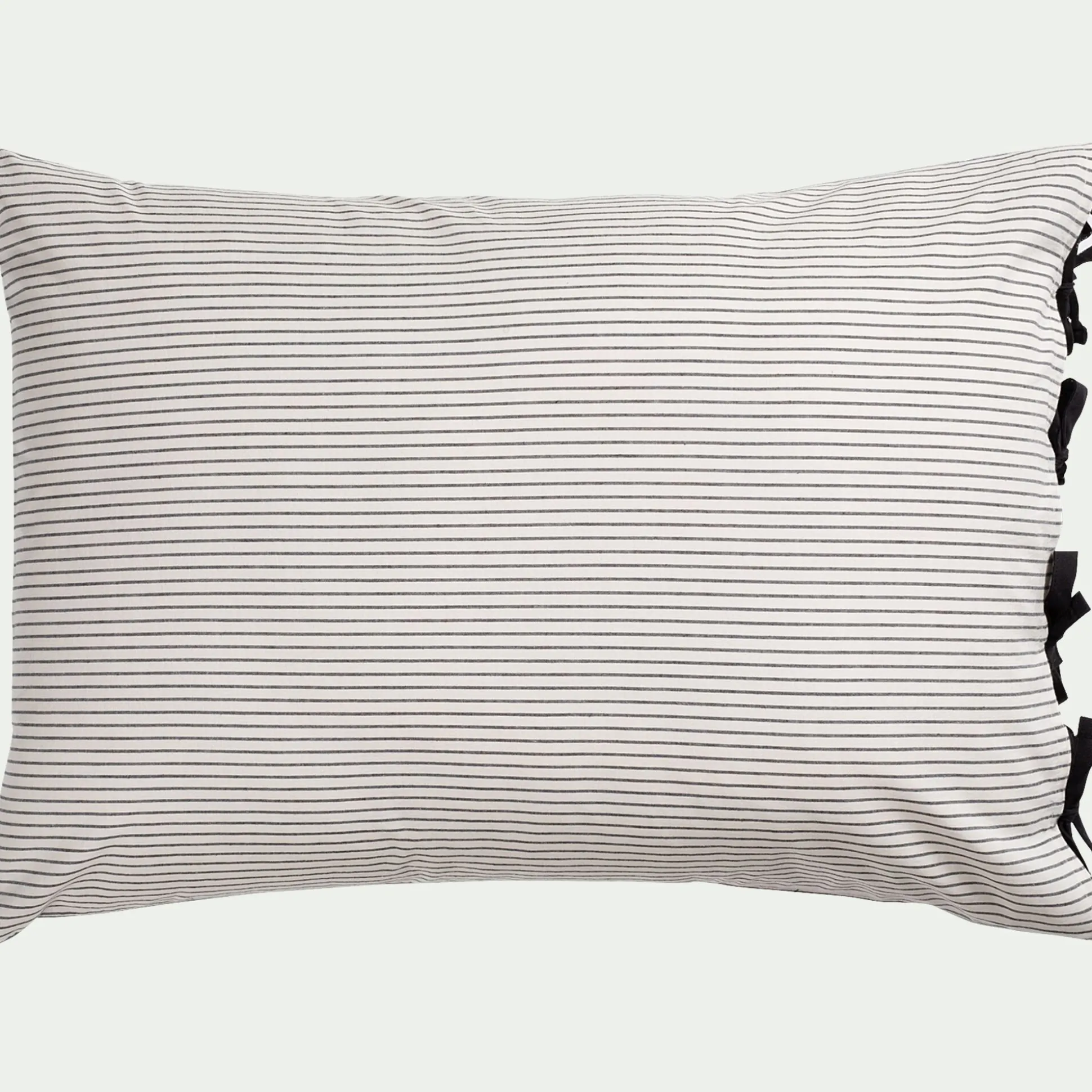 Lot de 2 taies d'oreiller rayées en coton lavé 50x70cm - blanc