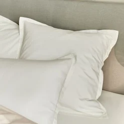 Lot de 2 taies d'oreillers en satin lavé de 65x65cm - blanc ventoux