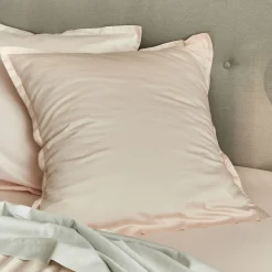 Lot de 2 taies d'oreillers en satin lavé de 65x65cm - rose pétale