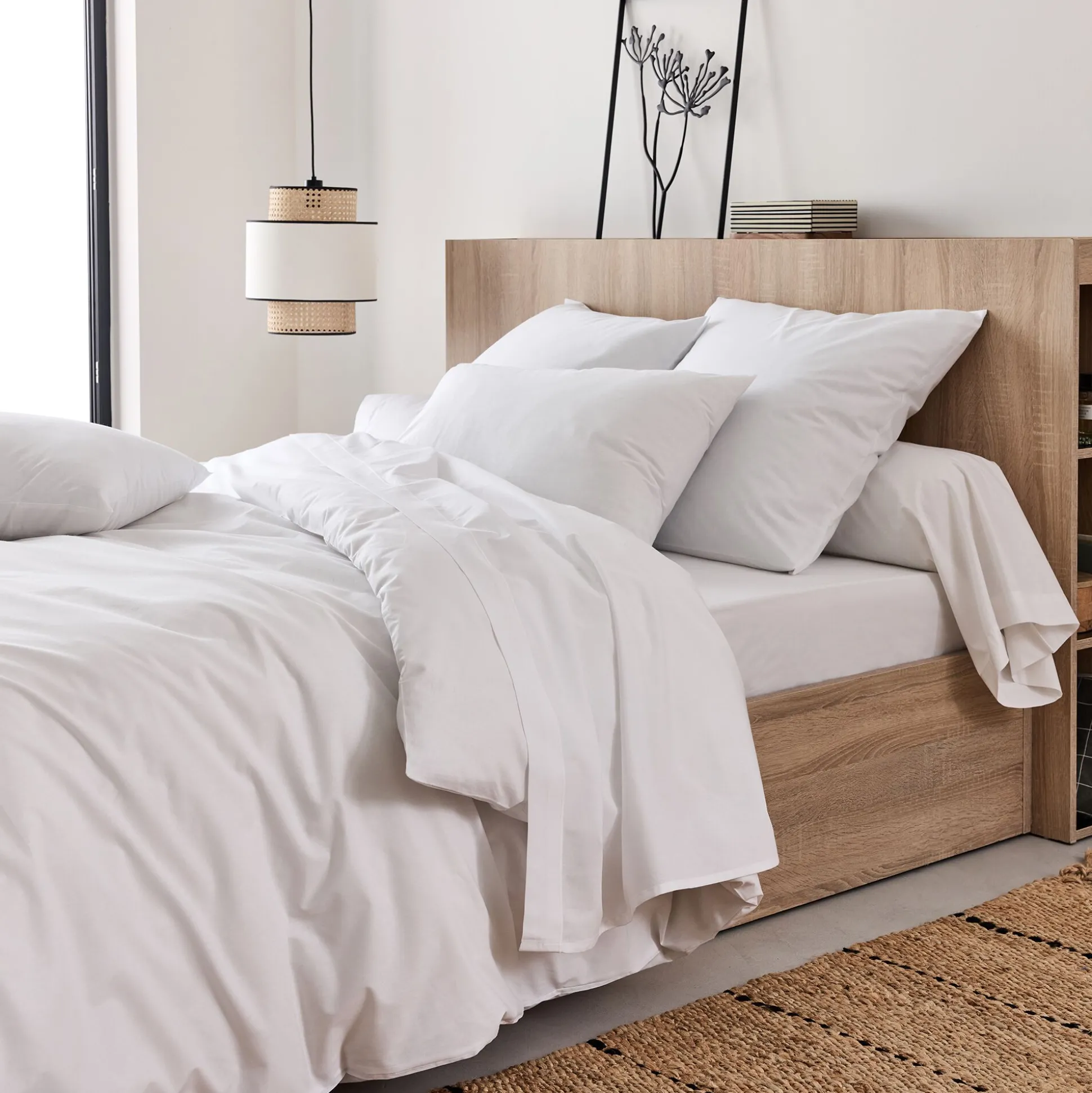 Lot de 2 taies oreiller en coton - blanc 50x70cm