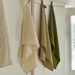 Lot de 3 torchons dépareillés en coton 50x70cm - vert