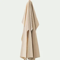 Lot de 3 torchons dépareillés en coton 50x70cm - beige