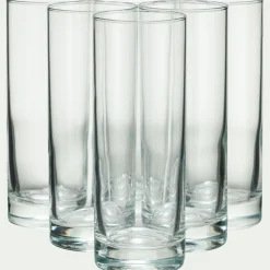 Lot de 6 verres à eau forme tube en verre 22cl - transparent