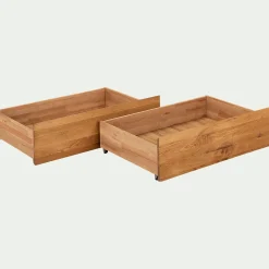 Lot de deux tiroirs de rangement en bois pour lit RENO - bois clair