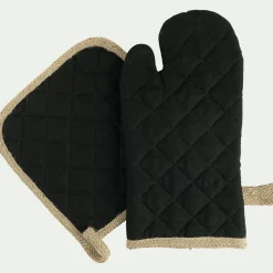 Lot de manique et gant de cuisine - noir