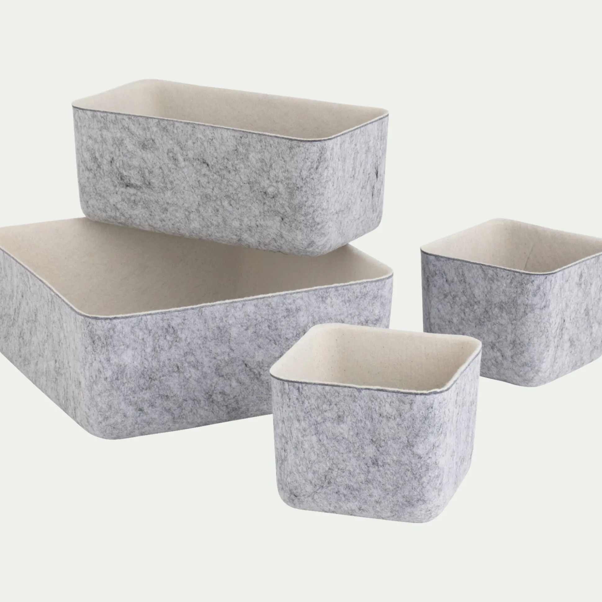Lot de paniers de rangement en feutrine - gris
