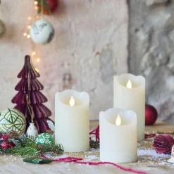 Lot de trois bougies à LED H26cm - blanc