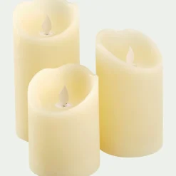 Lot de trois bougies à LED H26cm - blanc