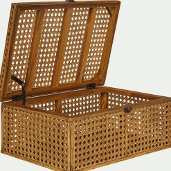 Malle en bois de pin et cannage - naturel H14,5xL37cm