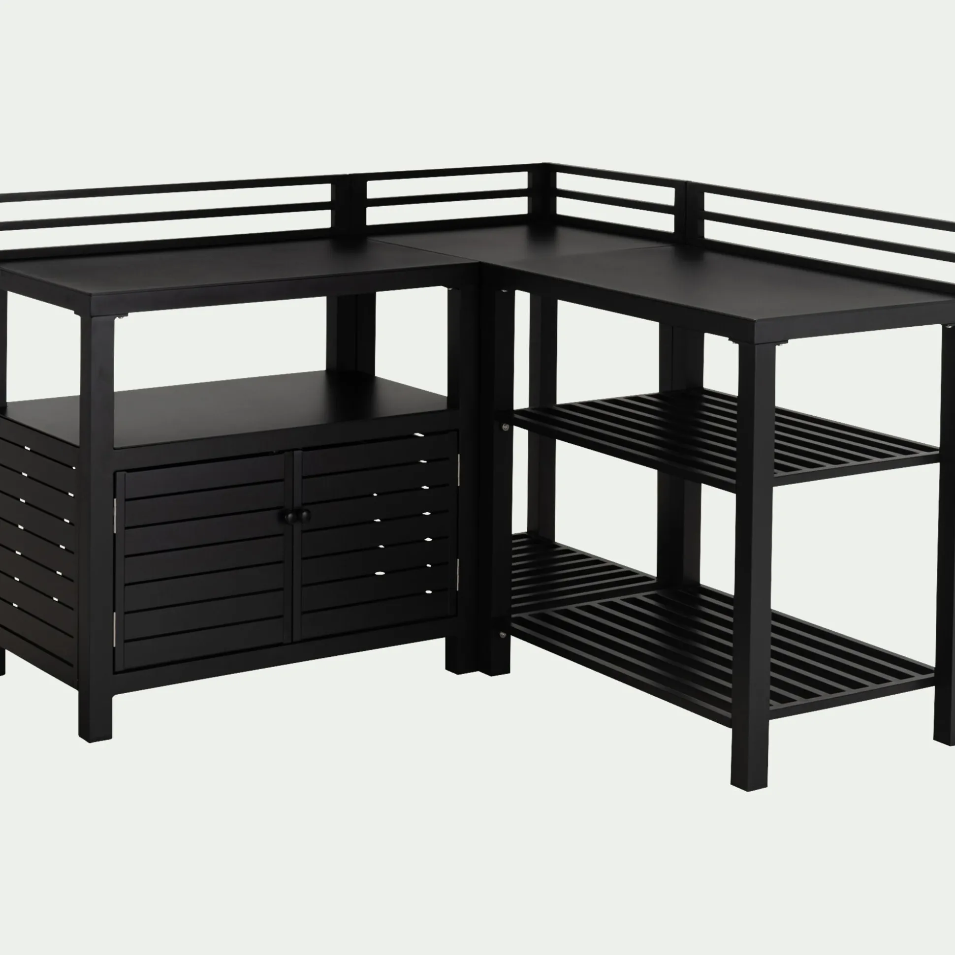 Meuble d'angle de cuisine extérieure en métal - noir