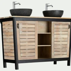 Meuble sous-vasque double 2 portes en acacia massif - L120cm