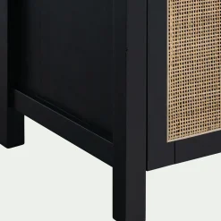 Meuble sous-vasque simple en bois de cèdre et 1 porte en cannage - L80cm