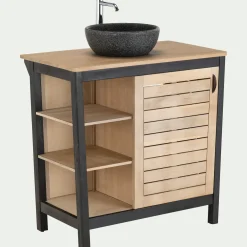 Meuble sous-vasque simple 1 porte en acacia massif - L90cm