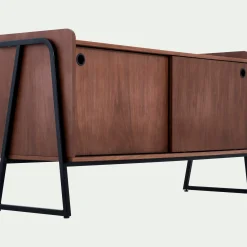 Meuble TV 2 portes en bois L120xl40xH65cm - bois foncé