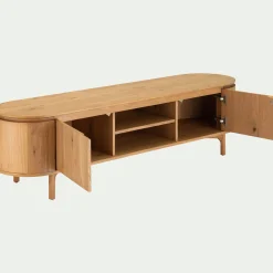 Meuble tv ovale en bois - bois clair L180xl45xH48cm