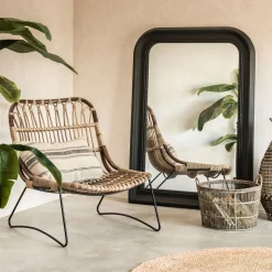 Miroir à moulures en bois - noir H115cm