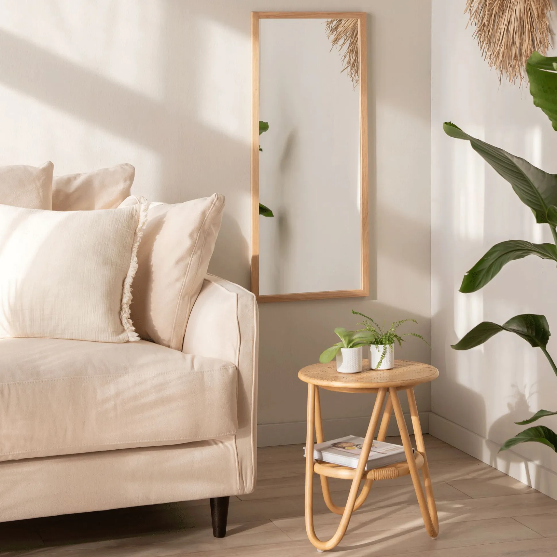 Miroir en bois de chêne - naturel 40x100cm