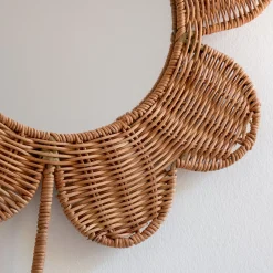 Miroir forme trèfle en rotin H41cm - naturel