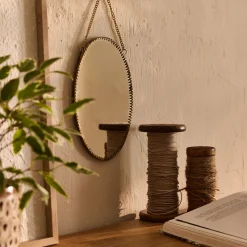 Miroir mural ovale en laiton 15x22,5cm - doré