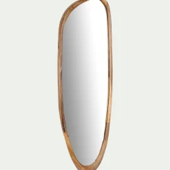 Miroir ovale en bois de manguier H120cm - naturel