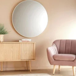 Miroir rond avec pourtour en métal D100 cm - doré