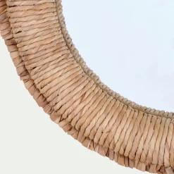 Miroir rond en jacinthe d'eau D61cm - naturel