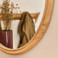 Miroir rond en rotin D60cm - naturel