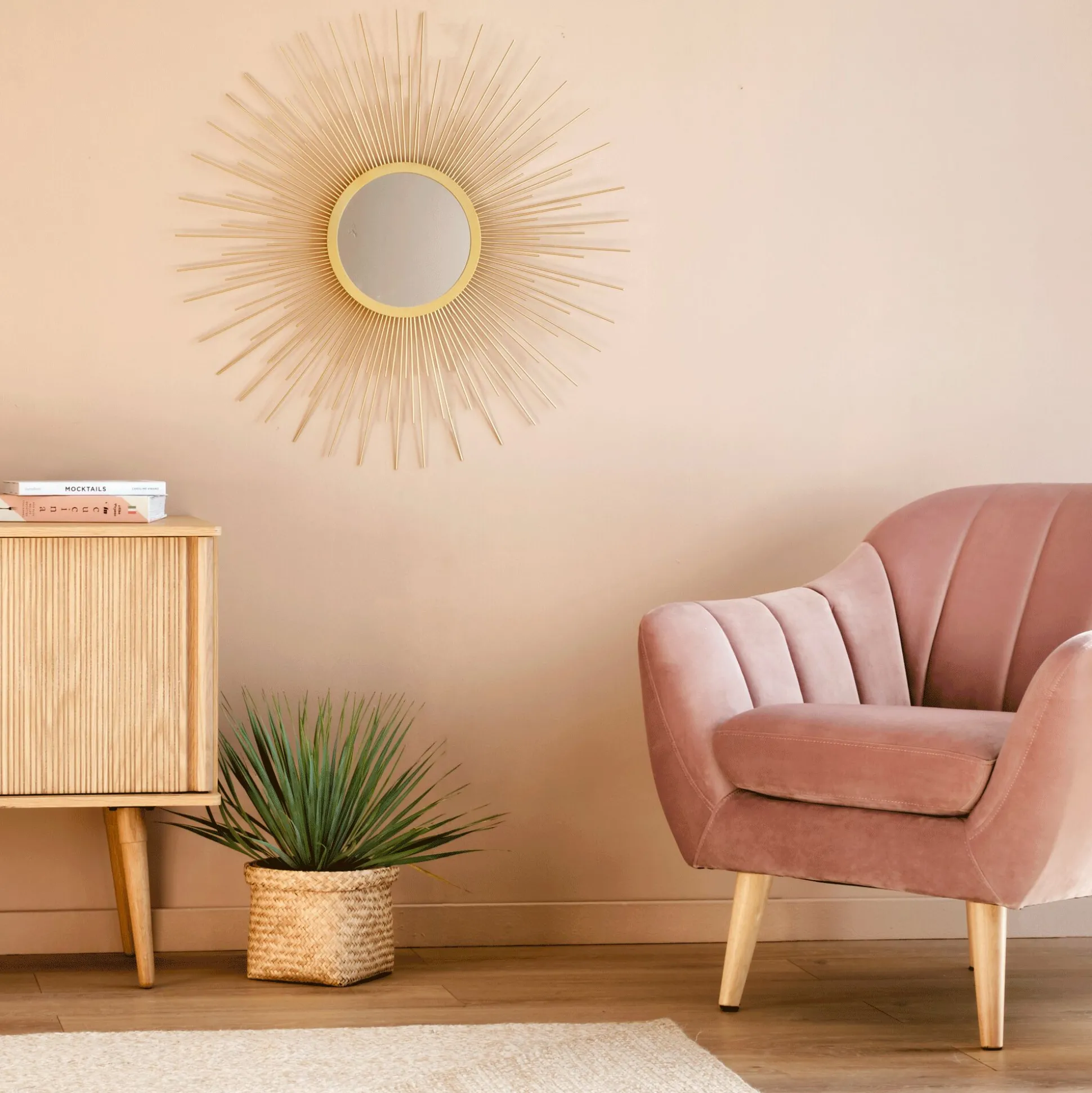 Miroir soleil en métal - doré D64,5cm