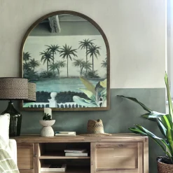 Miroir voûte en métal vieilli - doré 91x102cm